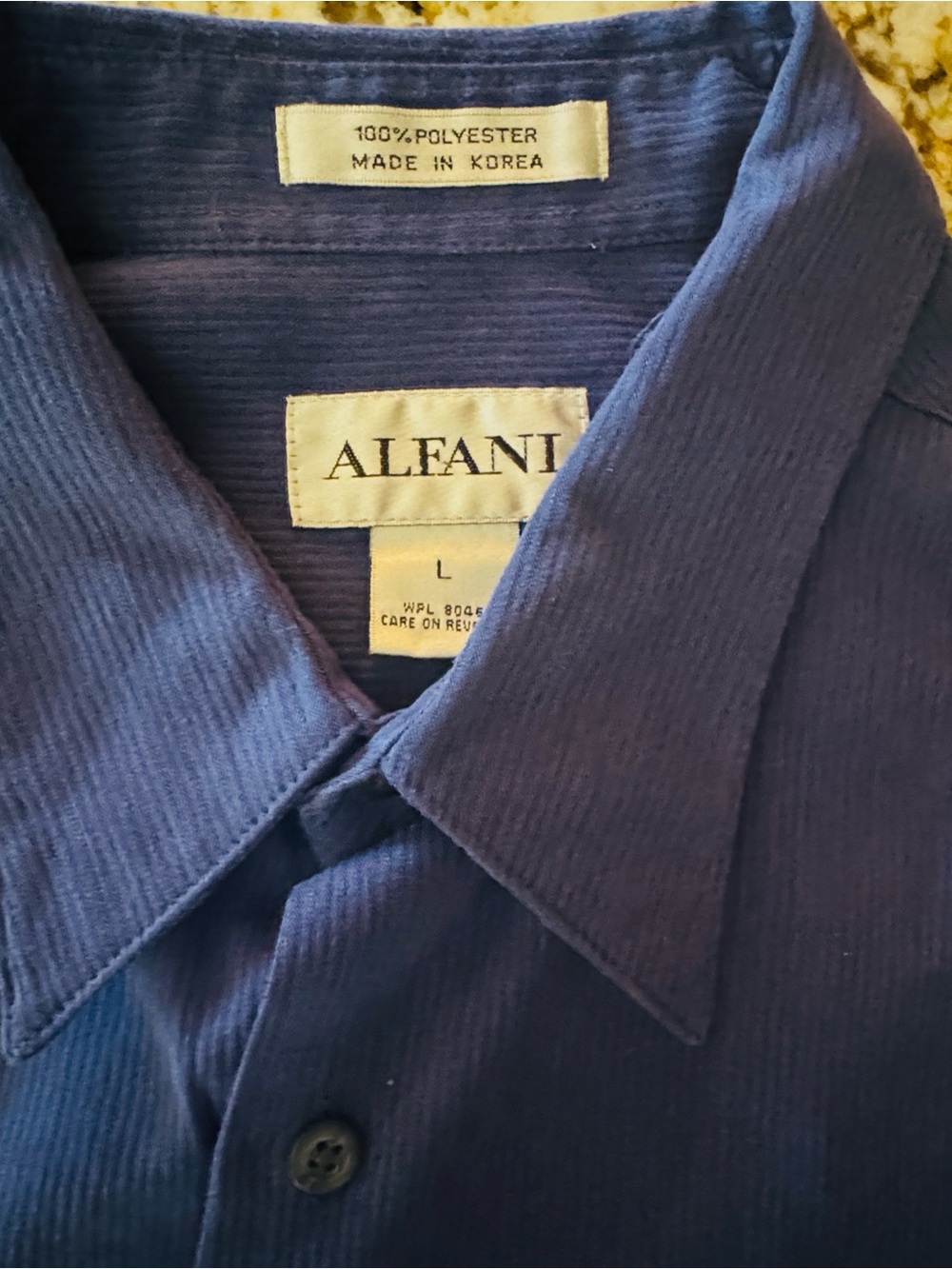 Alfani Men's Rich Blue Ribbed Button-Down Shirt